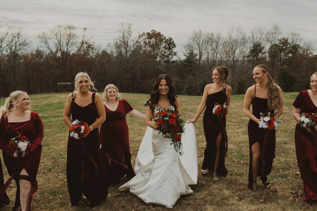 A Guide to Wedding Bar Options in Austin with bridesmaids and bride dresses